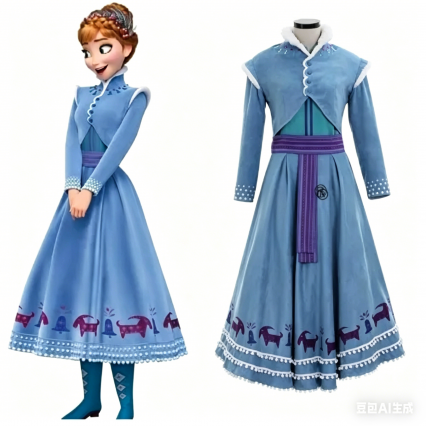 Olaf's Adventure Snow Queen 2 Costume, Adult Women Anna Cosplay Party Dress Olaf's Adventure Snow Queen 2 Costume, Adult Women Anna Cosplay Party Dress