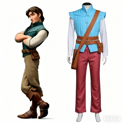 Tangled Rapunzel Prince Flynn Rider Cosplay Costume, Custom Made Adult Men Halloween Party Outfit