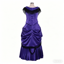 Victorian Purple Bustle Dress Ball Gown, Custom Made Reenactment Theatre Costume