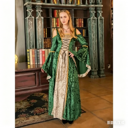 Women's Medieval Renaissance Palace Dress, Retro Evening Party Fancy Gown Costume