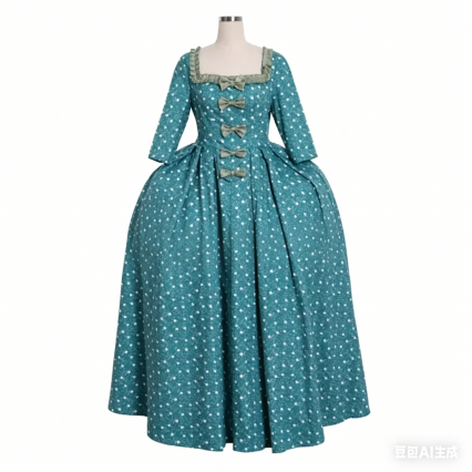 Custom 18th Century Blue Flower Rococo Dress Marie Antoinette Colonial Ball Gown Custom 18th Century Blue Flower Rococo Dress Marie Antoinette Colonial Ball Gown
