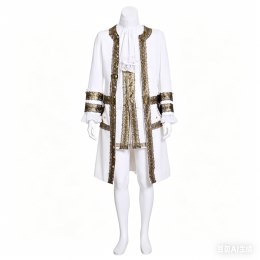 Custom 18th Century British Prince Costume, White Rococo Renaissance Gentleman Outfit