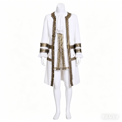Custom 18th Century British Prince Costume, White Rococo Renaissance Gentleman Outfit Custom 18th Century British Prince Costume, White Rococo Renaissance Gentleman Outfit