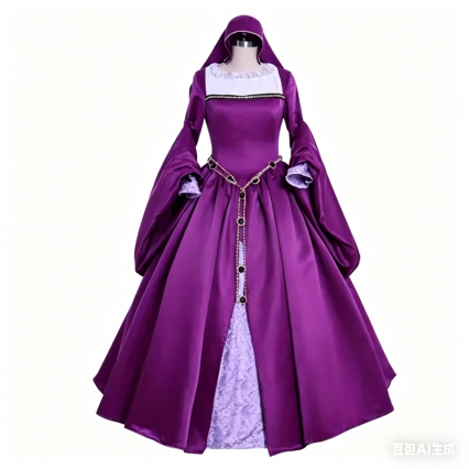 Custom Victorian Tudor Purple Dress, Anne Boleyn French Gothic Faire Gown