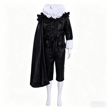 Tudor Elizabethan Mens Black Outfit, Tulip Fever Cornelis Sandvoort Cosplay Costume Tudor Elizabethan Mens Black Outfit, Tulip Fever Cornelis Sandvoort Cosplay Costume