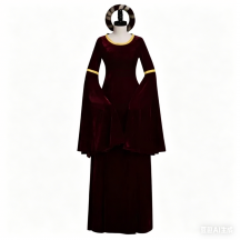 Vintage Dark Red Tudor Renaissance Dress, Medieval Halloween Cosplay Costume