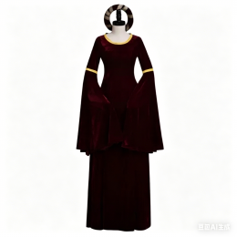 Vintage Dark Red Tudor Renaissance Dress, Medieval Halloween Cosplay Costume