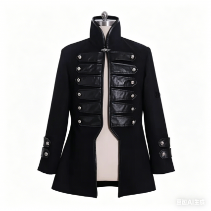 Vintage Steampunk Plague Doctor Jacket, Flocked Medieval Cosplay Coat