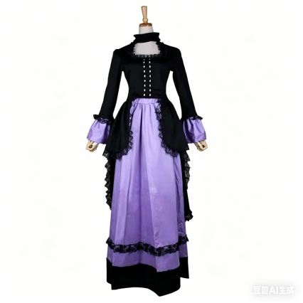 Women's Black and Purple Gothic Renaissance Dress, Southern Belle Wedding Party Gown Women's Black and Purple Gothic Renaissance Dress, Southern Belle Wedding Party Gown