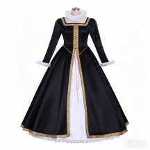 Black Tudor Dress, Victorian Queen Elizabeth Renaissance Medieval Gown Cosplay Costume Black Tudor Dress, Victorian Queen Elizabeth Renaissance Medieval Gown Cosplay Costume